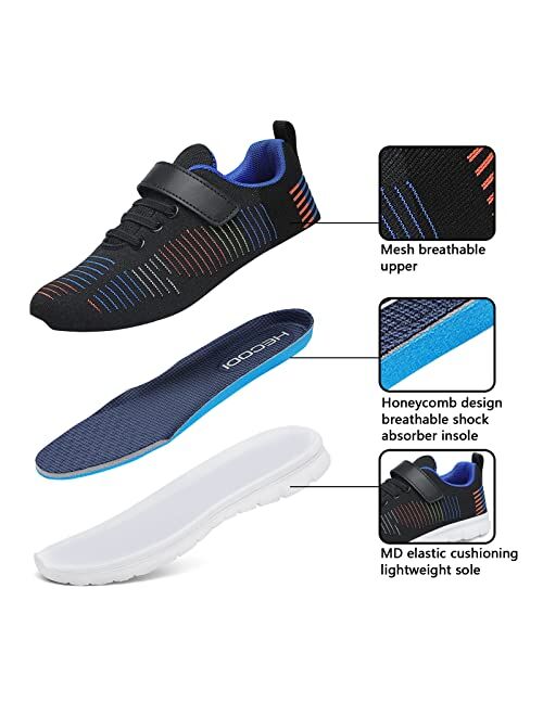 Hecodi Sneakers for Boys Lightweight Breathable Sneakers Girls Washable Strap Athletic Tennis Shoes for Running Walking