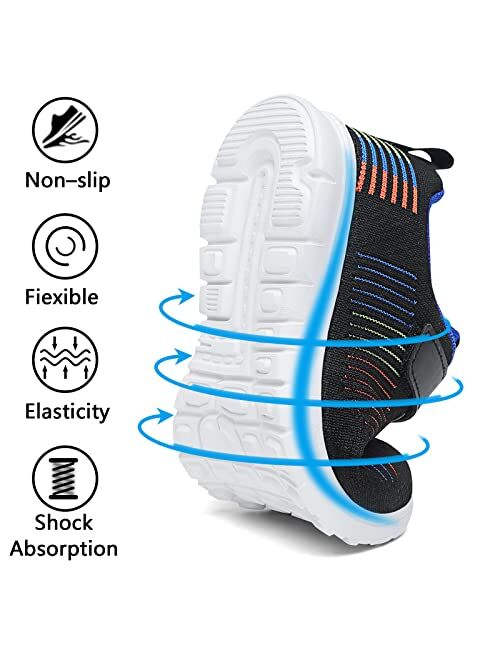 Hecodi Sneakers for Boys Lightweight Breathable Sneakers Girls Washable Strap Athletic Tennis Shoes for Running Walking