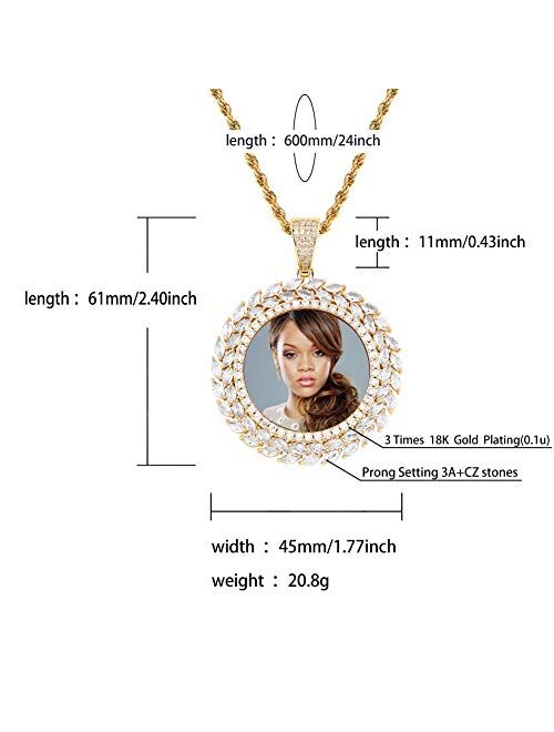 GUCY Custom Photo Chain Necklace Gold Silver Picture Pendant Necklace Personalized for Women Men…