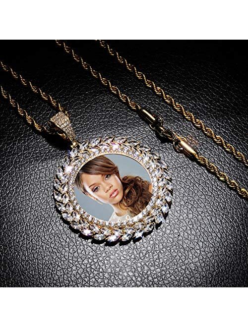 GUCY Custom Photo Chain Necklace Gold Silver Picture Pendant Necklace Personalized for Women Men…