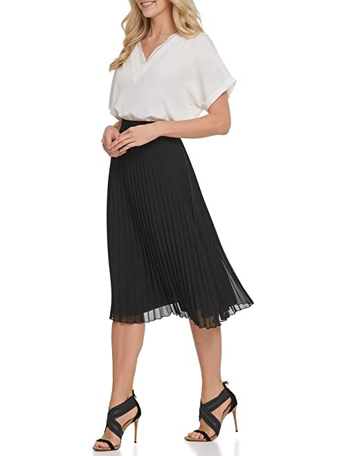 DKNY Women's Pull on Plisse Pleated Maxi Skirt