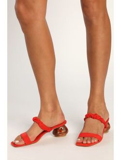 Opalo Red Sculpted Heel Slide Sandals