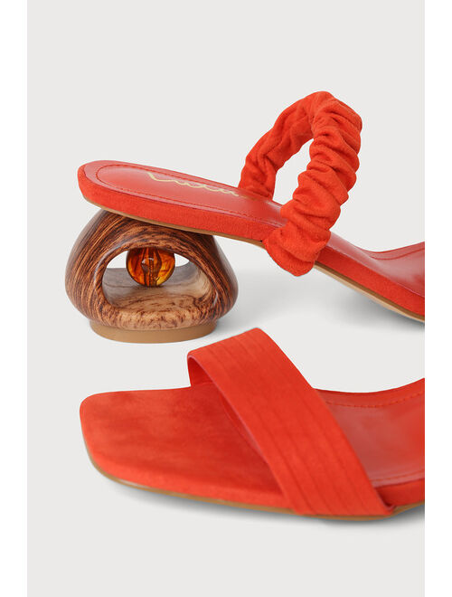 Lulus Opalo Red Sculpted Heel Slide Sandals