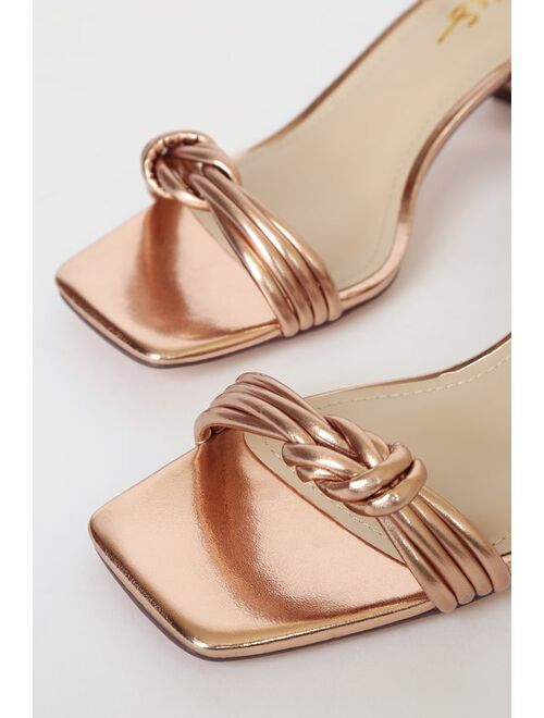 Lulus Jazey Rose Gold Lace-Up High Heel Sandals