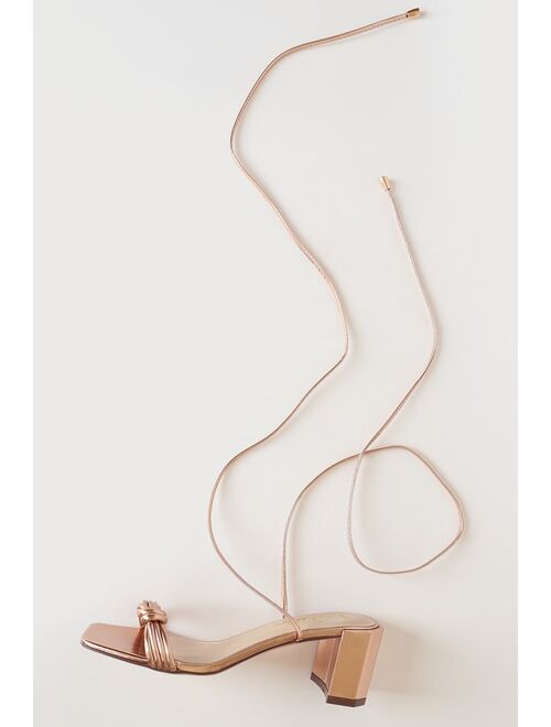 Lulus Jazey Rose Gold Lace-Up High Heel Sandals