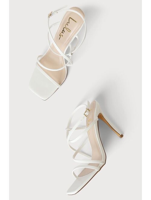 Lulus Swoy White Strappy Ankle Strap Heels