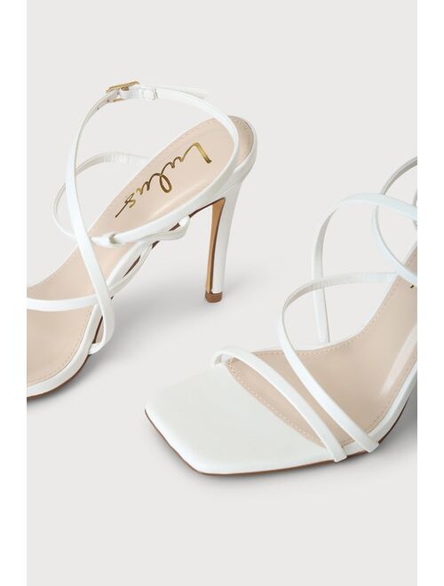 Lulus Swoy White Strappy Ankle Strap Heels