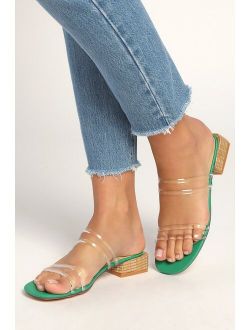 Macalano Green Clear Woven Heel Flat Sandals