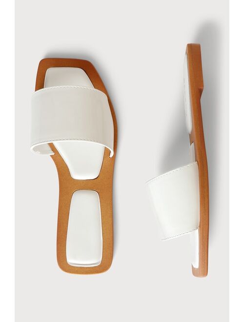Lulus Nisha White Patent Slide Sandals