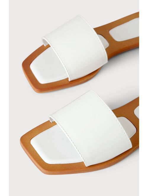 Lulus Nisha White Patent Slide Sandals