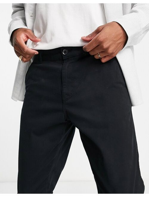 Only & Sons cuffed slim fit chinos in black