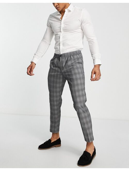 New Look slim crop smart pants in gray check