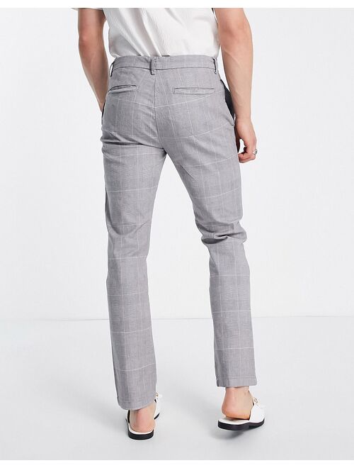 River Island slim smart trousers in grey check