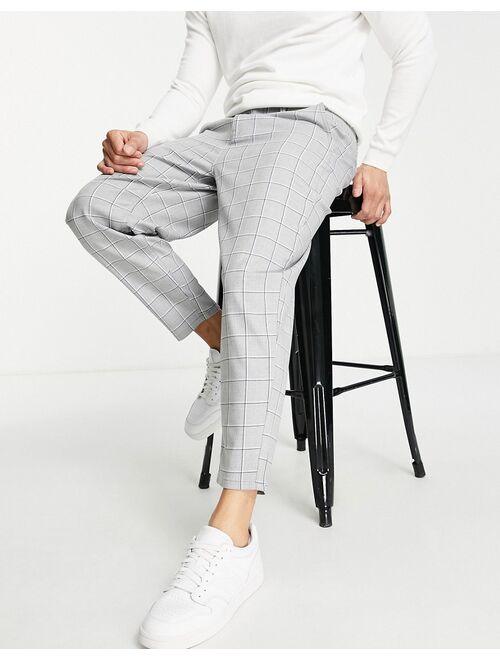 Only & Sons balloon fit pants in light gray check