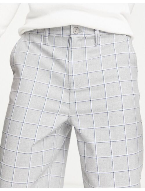 Only & Sons balloon fit pants in light gray check