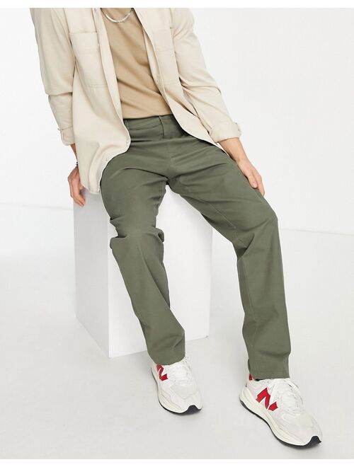 ASOS DESIGN relaxed chinos in washed green