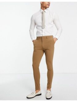 Wedding super skinny smart pants in tan
