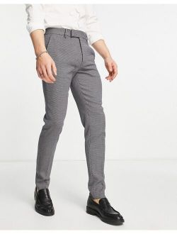 wedding smart skinny pants with micro texture in navy