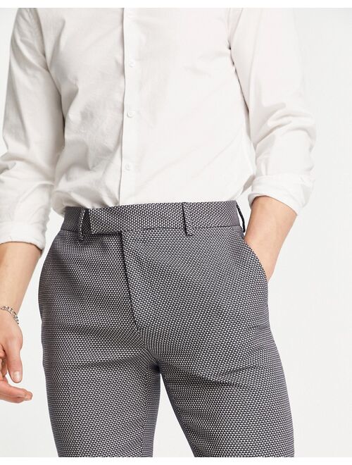 ASOS DESIGN wedding smart skinny pants with micro texture in navy