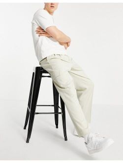 oversized tapered cargo pants in stone
