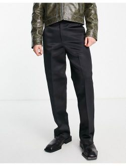 tapered smart pants in high shine black