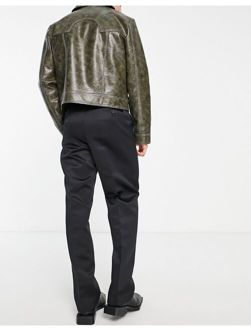 ASOS DESIGN tapered smart pants in high shine black