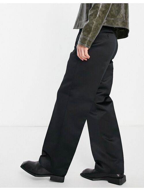 ASOS DESIGN tapered smart pants in high shine black