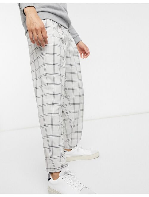 ASOS DESIGN oversized tapered smart pants in gray plaid