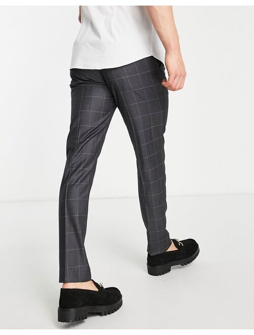 New Look skinny smart pants in dark gray check