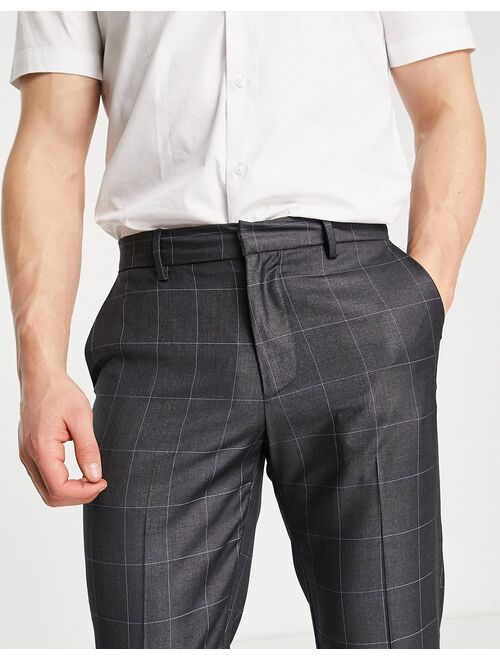 New Look skinny smart pants in dark gray check