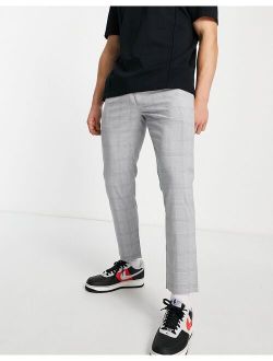 skinny check pants with elasticated waist in gray