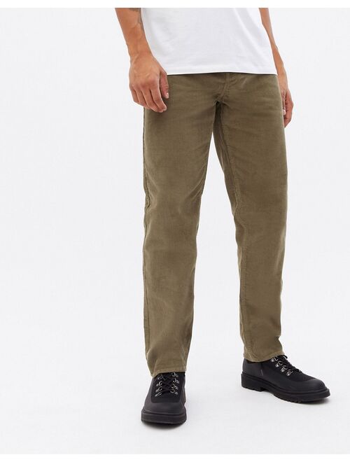 New Look straight fit cord pants in khaki