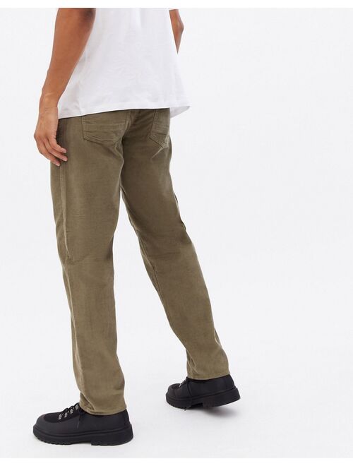 New Look straight fit cord pants in khaki