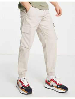 tapered cargo pants in stone