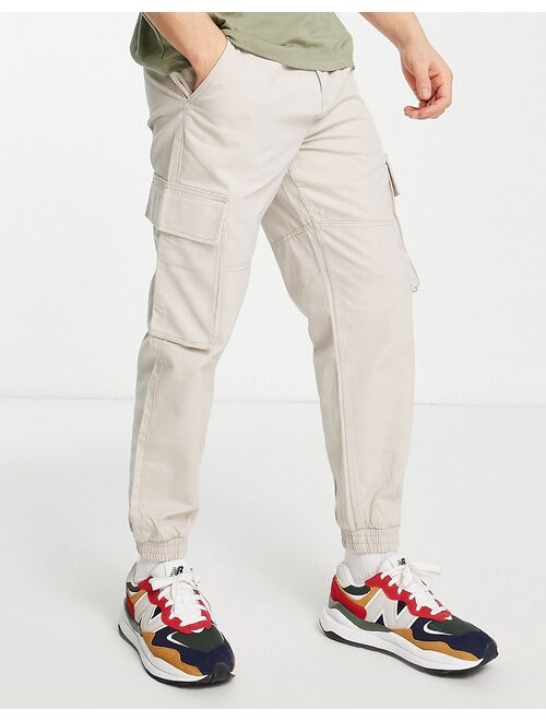 New Look tapered cargo pants in stone