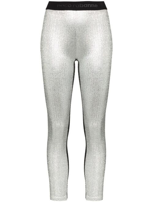 Paco Rabanne metallic logo waistband leggings