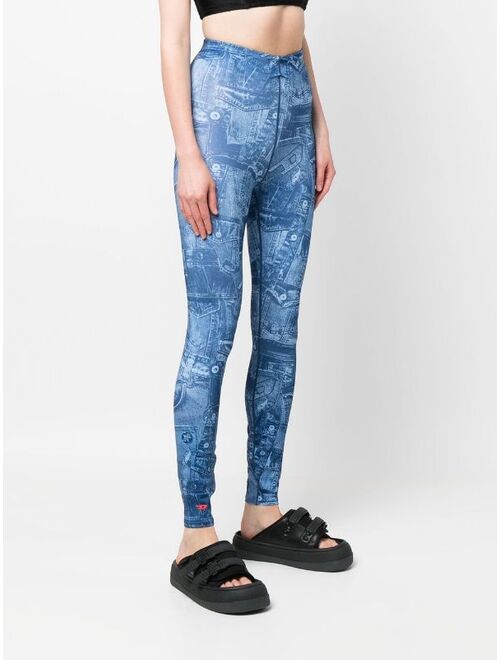 Diesel side logo-print leggings