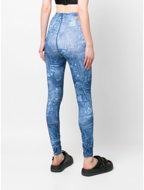 Diesel side logo-print leggings