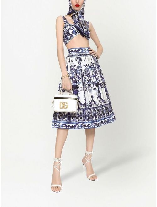 Dolce & Gabbana Majolica-print pleated A-line midi skirt