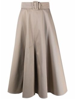 Patou belted flared midi skirt