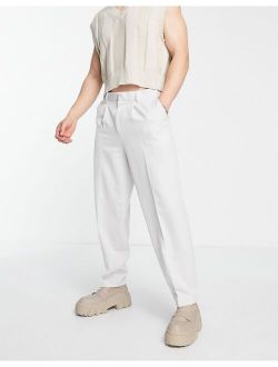oversized tapered smart pants in gray