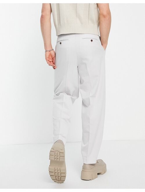 ASOS DESIGN oversized tapered smart pants in gray