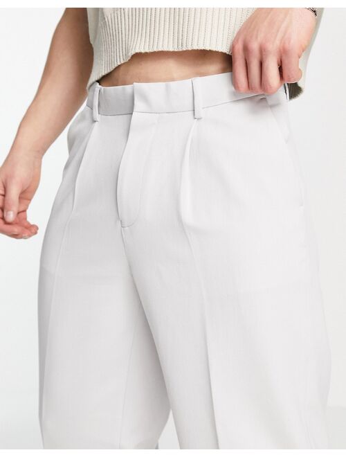 ASOS DESIGN oversized tapered smart pants in gray
