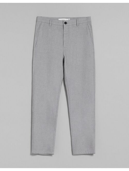Bershka straight leg smart pants in gray