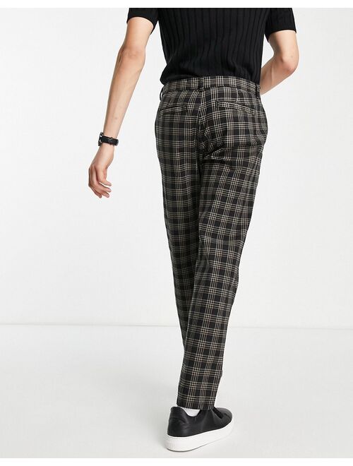 River Island barrel fit smart pants in black check