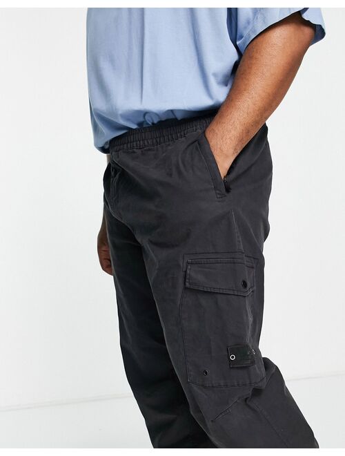 River Island Big & Tall cargo pants in washed black