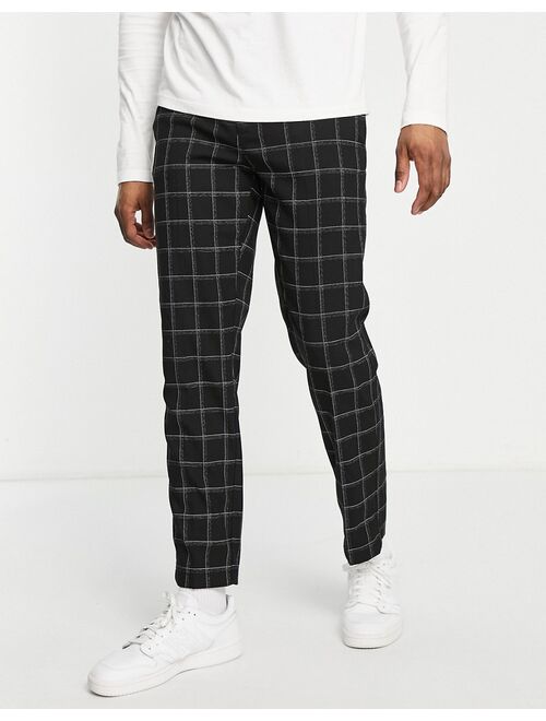 River Island relaxed check pants in black