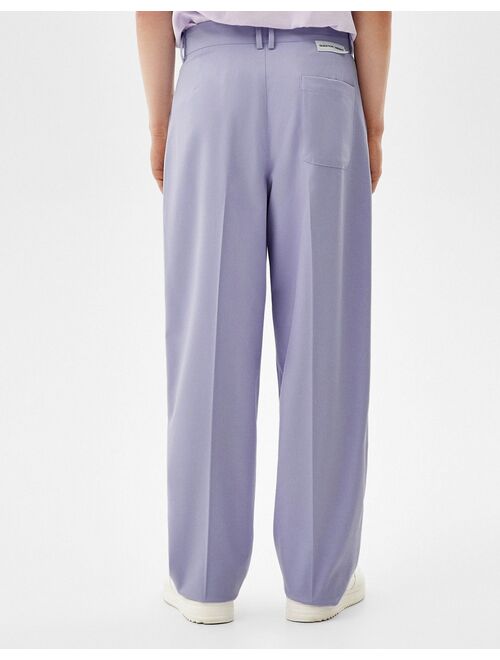Bershka loose fit smart pants in lilac