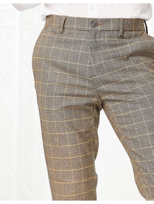 River Island slim smart pants in brown heritage check