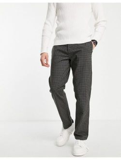 relaxed fit smart pants in navy check